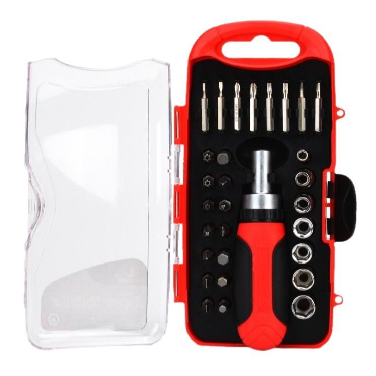 Carbon steel socket set with ratchet wrench, gift box, batch head cover, multi-functional tool set for car owners Item Picture