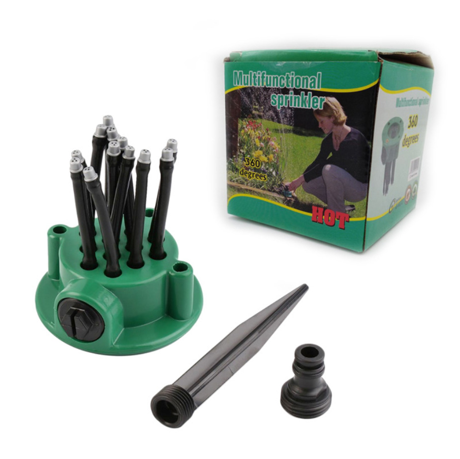 SNJUE 360-degree garden automatic rotating multi-head sprinkler, garden irrigation water sprayer Item Picture