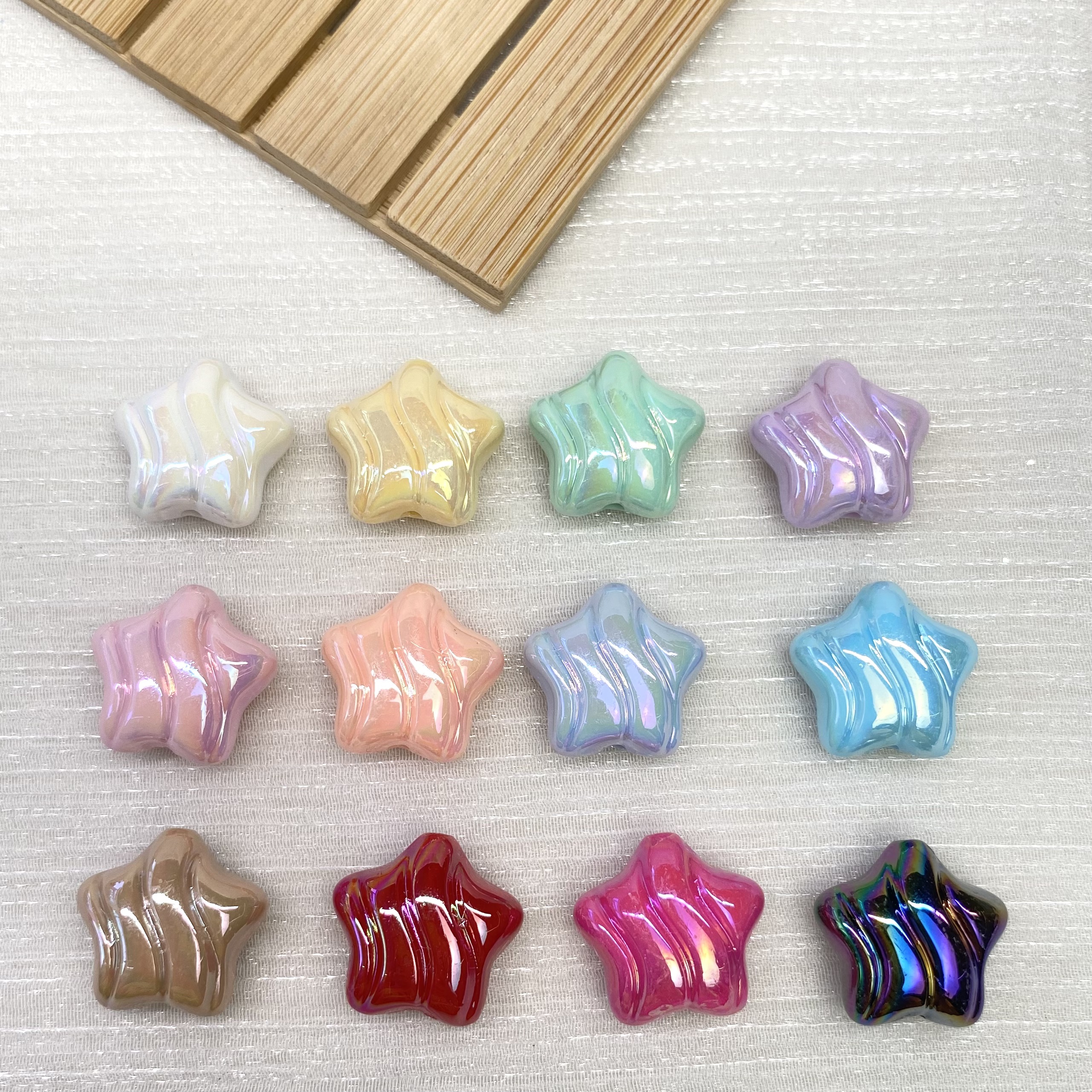 Acrylic solid color ab wave heart three diy/ mobile phone chain keychain bag hanging decorative accessory material loose beads Specification image
