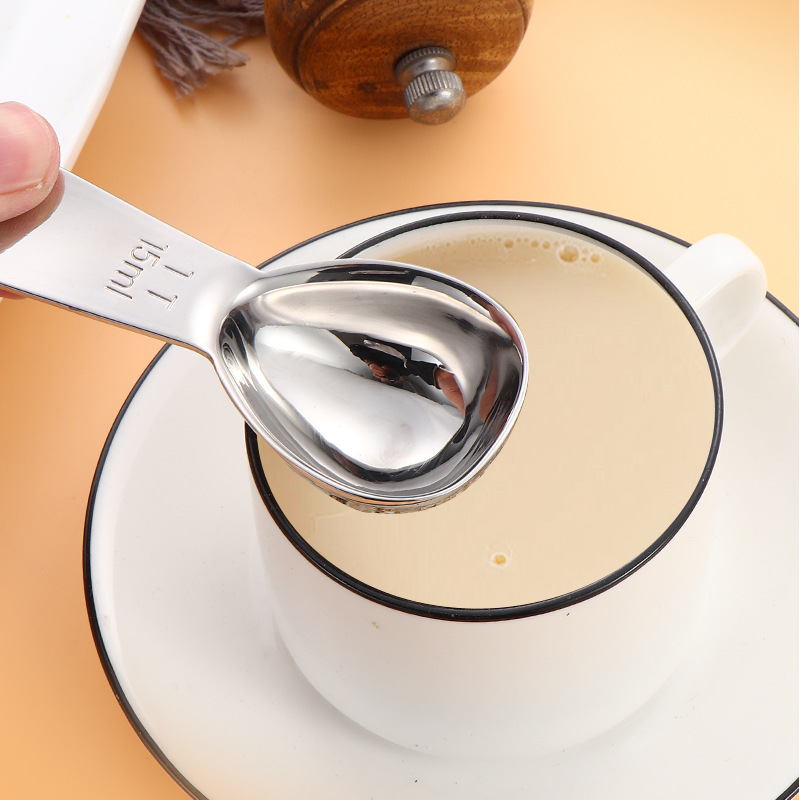 304 stainless steel measuring spoon, seasoning spoon, 30ml tea and coffee bean short-handled spoon, milk powder spoon, baking tools Application Scenario