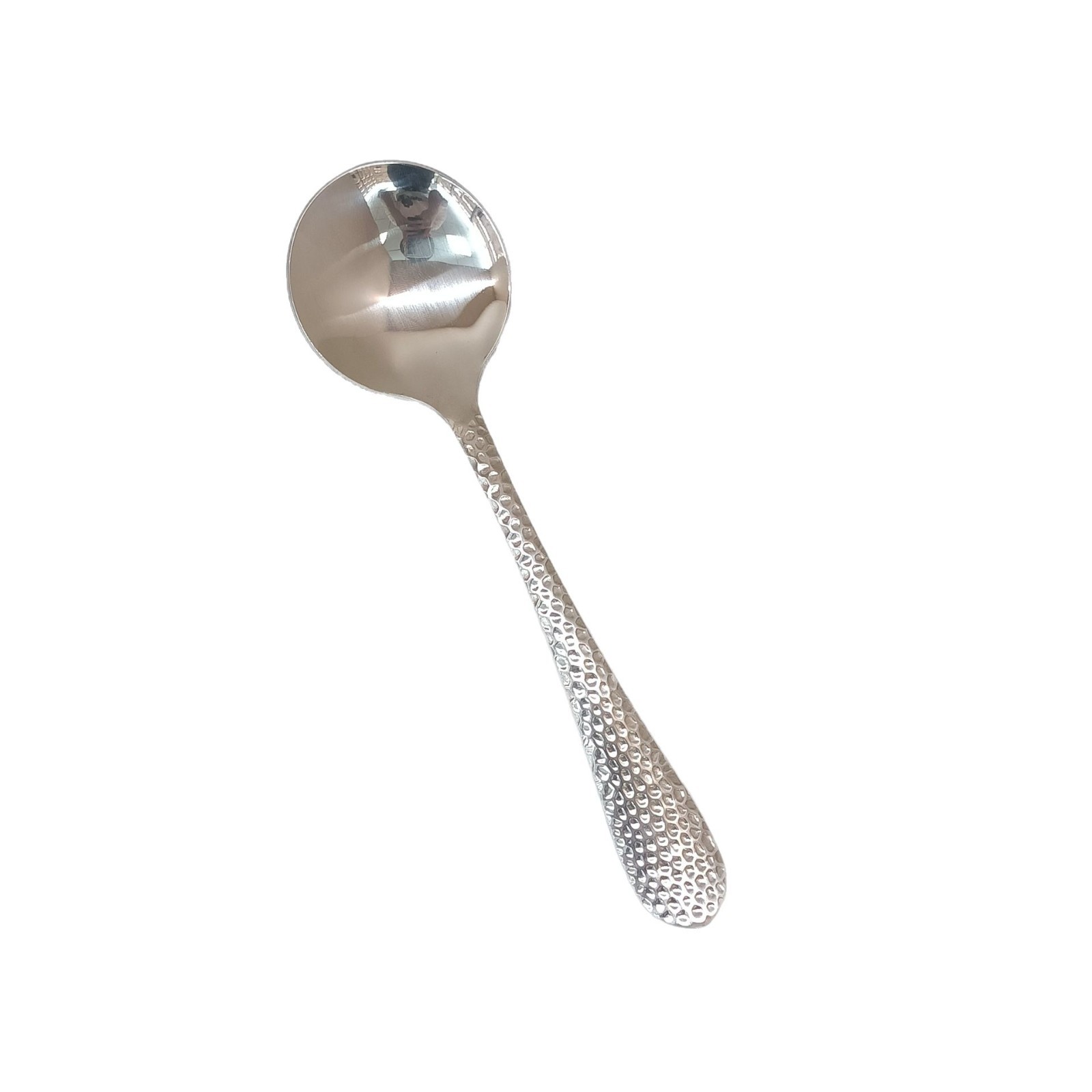 Stainless steel internet-famous spoon, creative hammer-patterned dessert spoon, children's eating spoon, soup spoon, household round-head spoon Item Picture