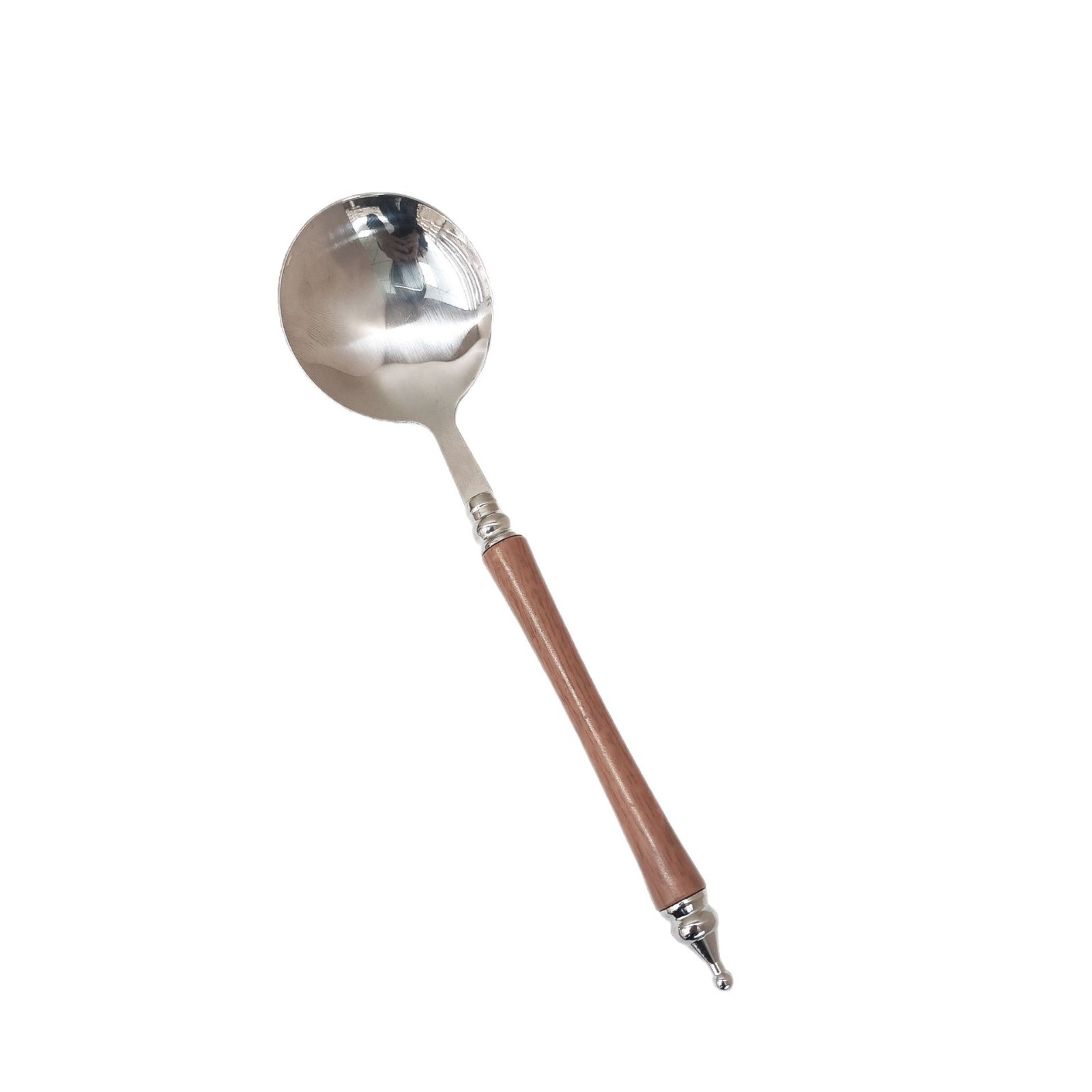 Popular stainless steel spoons, round spoons imitating rosewood, long-handled round-head spoons, spoons, dessert spoons, and restaurant soup spoons Item Picture