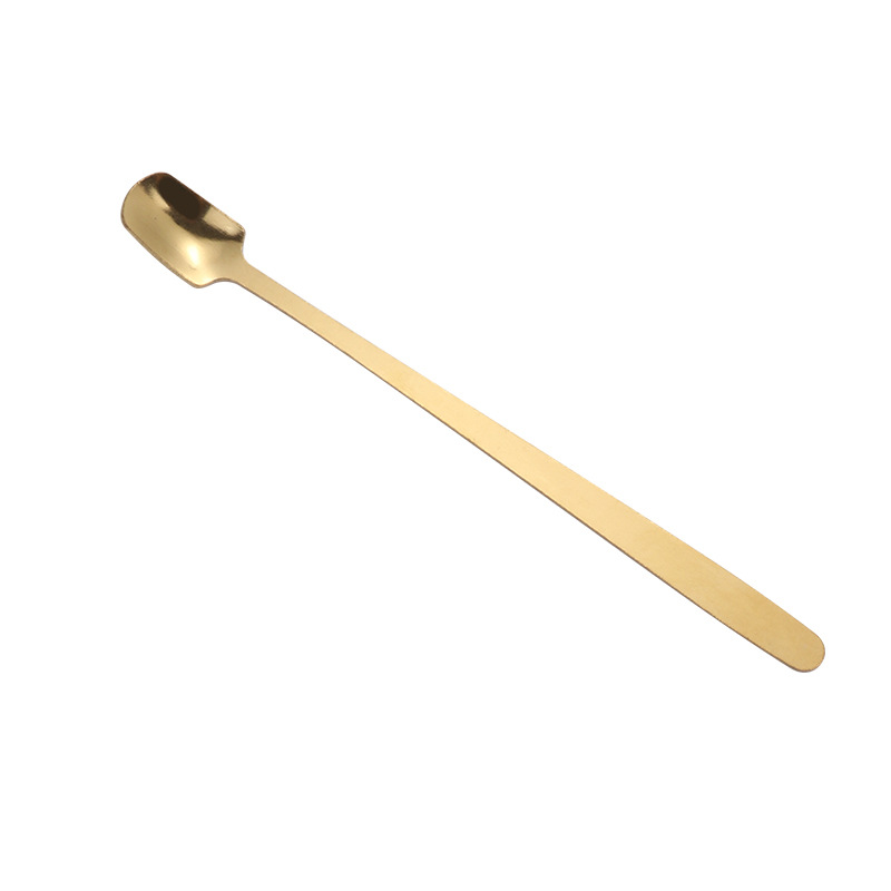 Factory direct sales of stainless steel spoons, golden square-head spoons, ice spoons, medicine spoons, long-handled coffee spoons, glass cups, and mixing spoons Item Picture