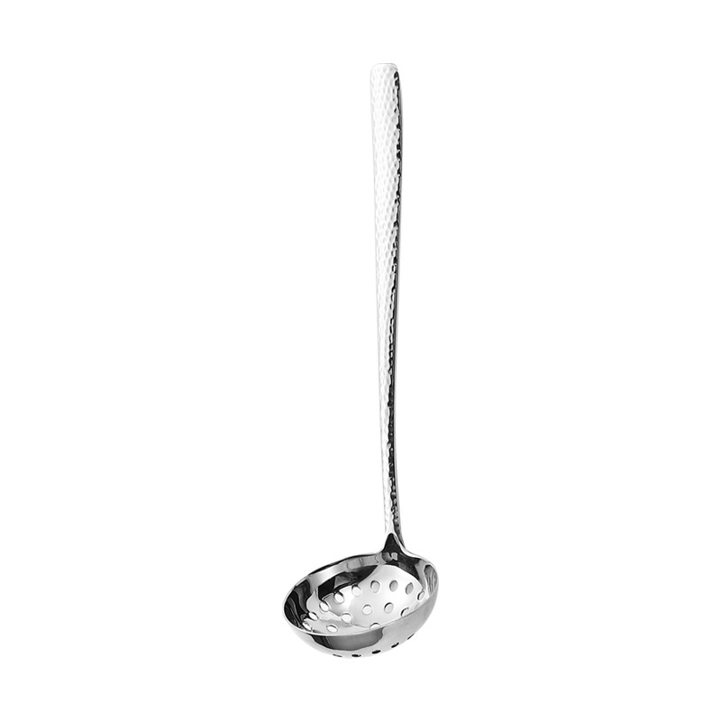 304 stainless steel soup shell, soup spout, bark pattern soup spoon, spout, high-end hotel filter spoon, household long-handled hot pot spoon Item Picture