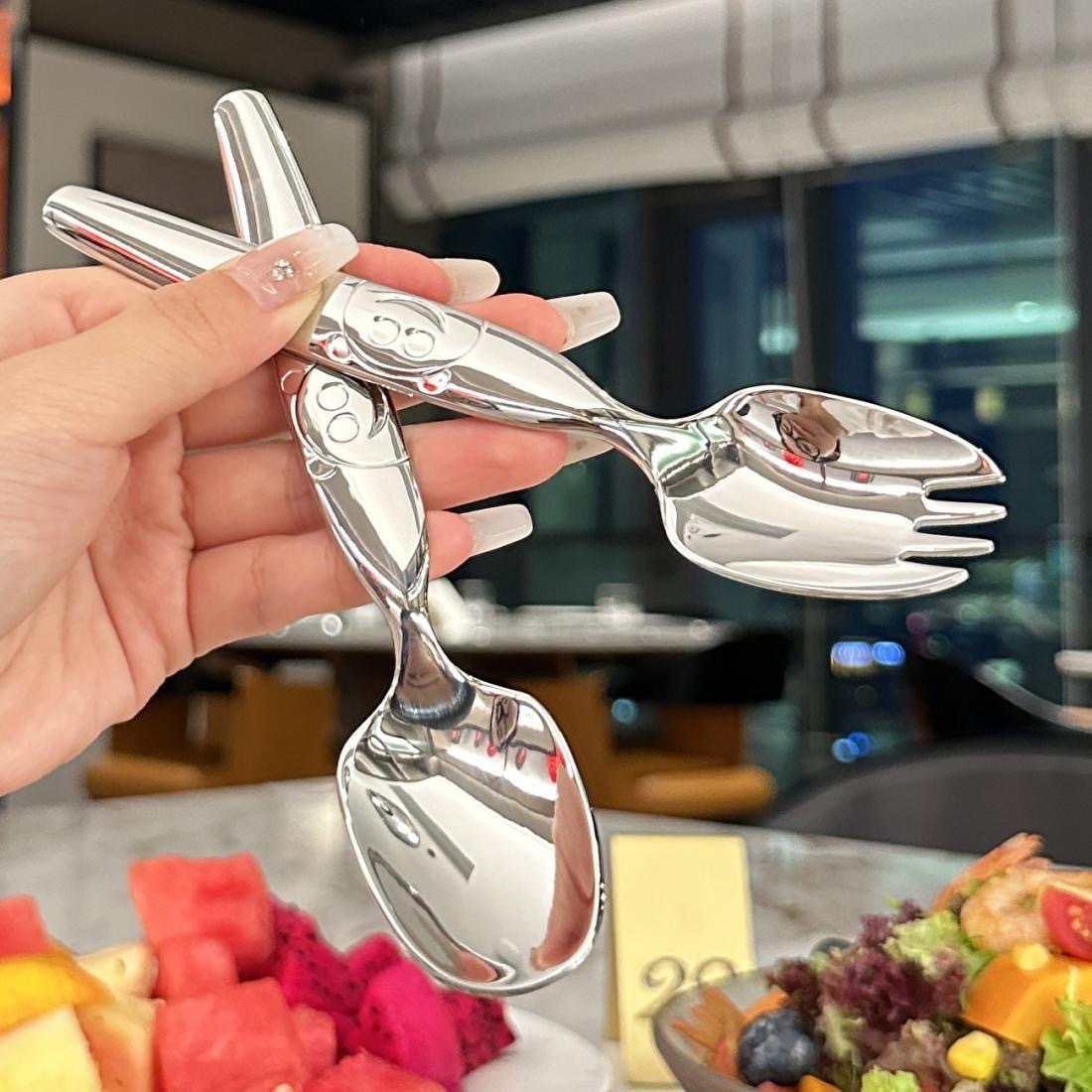 Stainless steel spoons and forks, children's spoons, fruit forks, creative cartoon bear forks, eating spoons, baby spoons, soup spoons details Picture