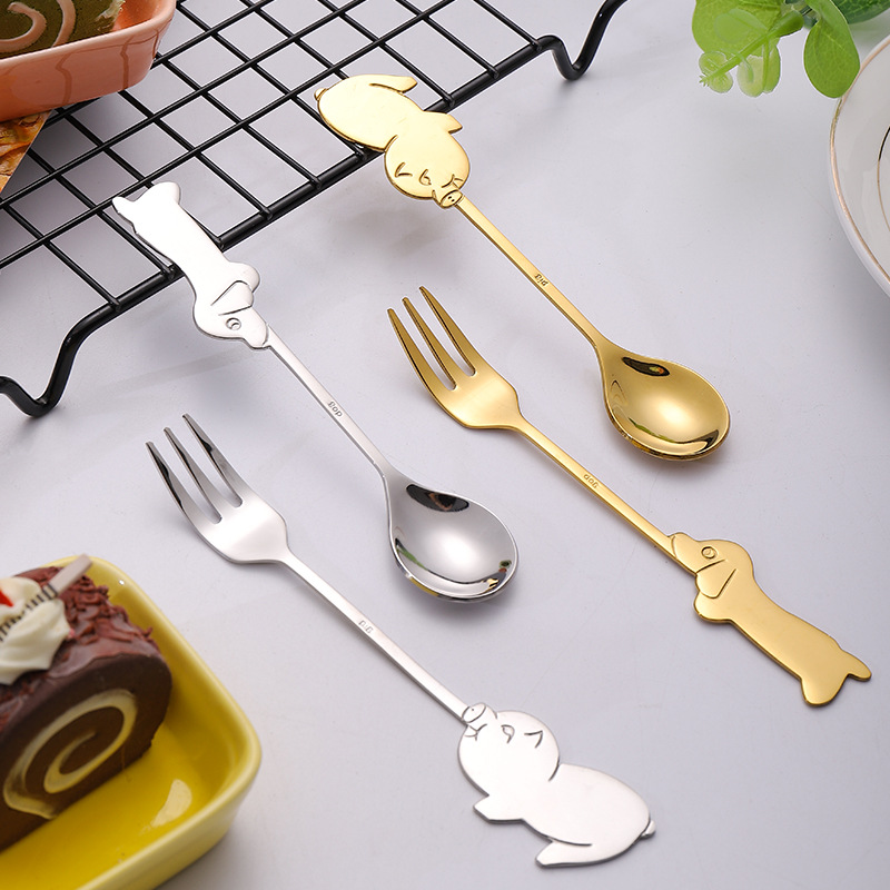 304 stainless steel spoon, salt and seasoning spoon, pork spoon, pork fork, coffee stirring spoon, dessert spoon and fork, mooncake fork details Picture