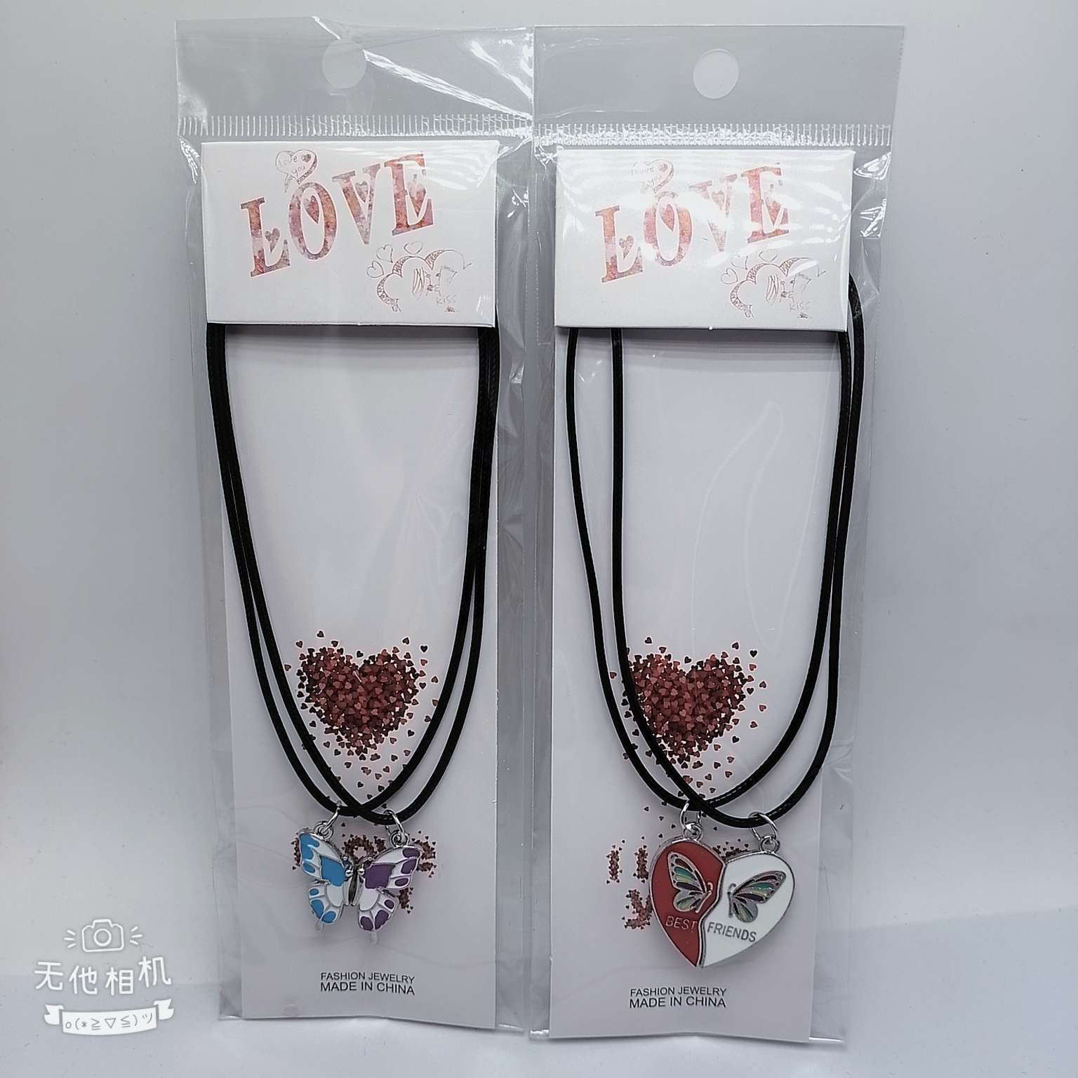 Magnetic alloy leather rope couple butterfly necklace, trendy style. Best-selling products, sold directly by the manufacturer. Necklace detail image 3