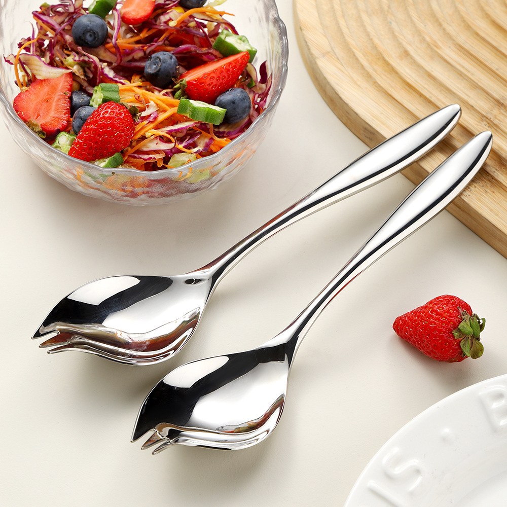 316 stainless steel salad spoon, integrated spoon and fork, pastry spoon, Western pasta fork, instant noodle spoon, fruit fork, salad spoon details Picture