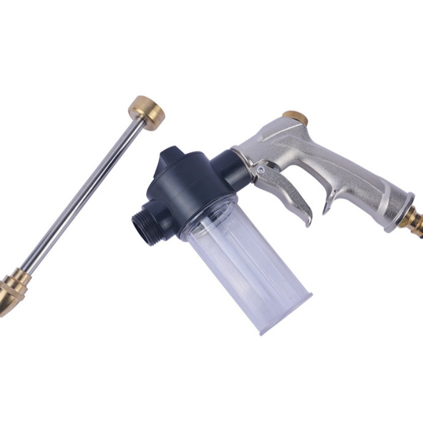 SNJUE's new high-pressure car wash water gun with foam pot, metal long water gun and garden water gun details Picture
