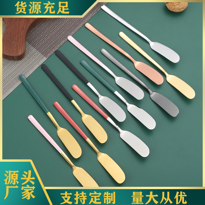 Cross-border 304 stainless steel cream knife, Korean long-handled jam knife, oiled cheese bread knife, butter knife, piping knife full figure