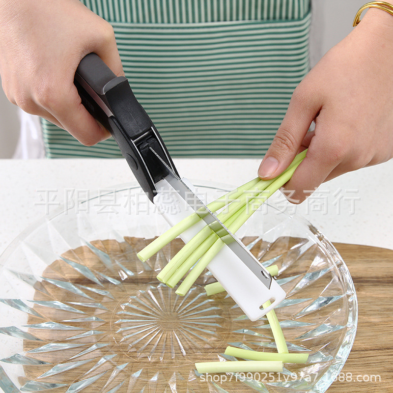 Household kitchen vegetable scissors, multi-purpose food two-in-one smart cutting knife, one-piece consignment vegetable utensier manufacturer Specification drawing