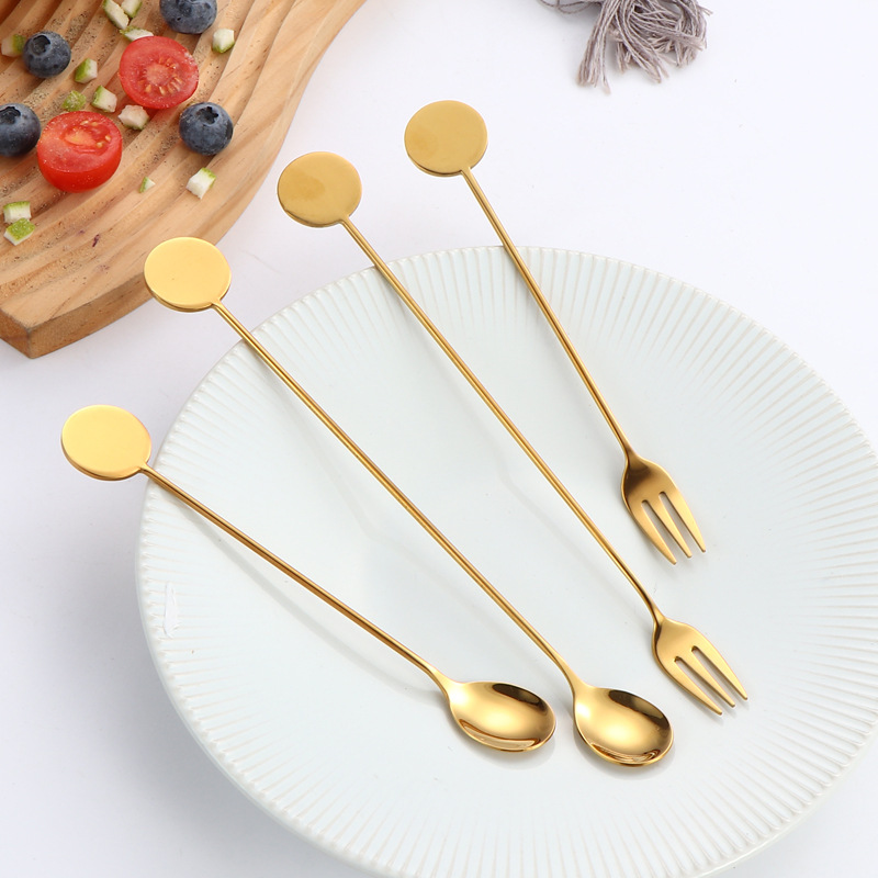 304 stainless steel mixing spoon, extended fruit fork, round brand ice spoon, cocktail mixing spoon, long-handled mixing bar spoon Specification drawing