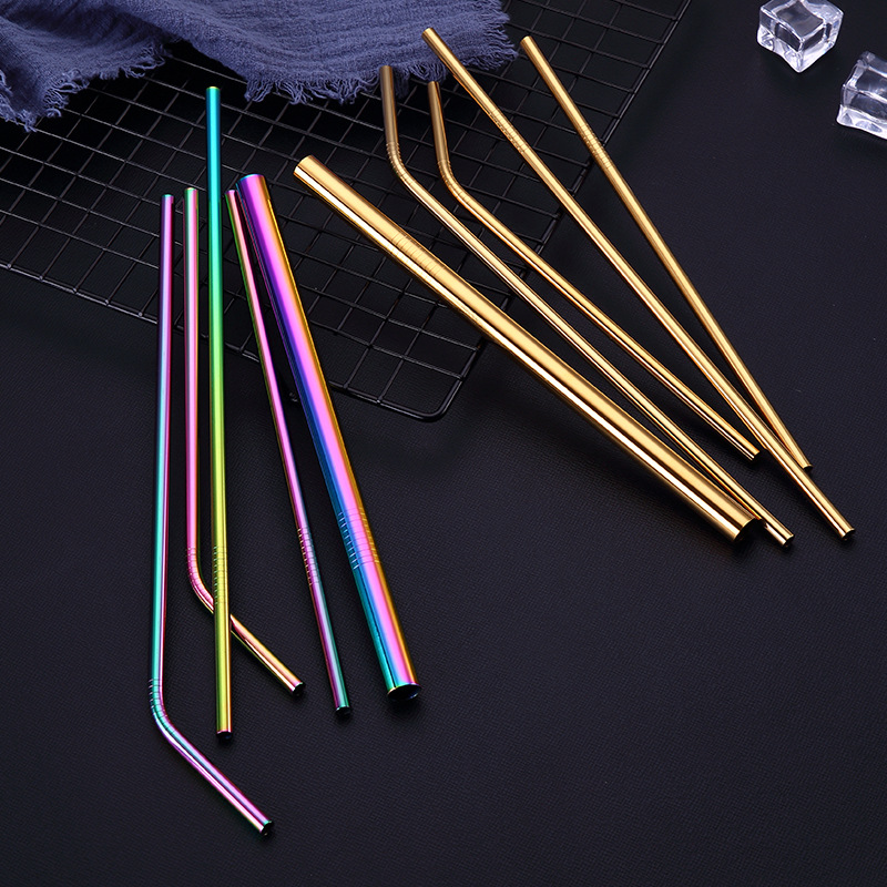 Amazon's best-selling 304 stainless steel straws, colored metal straws, beverage and milk tea straws, and eco-friendly straw sets details Picture