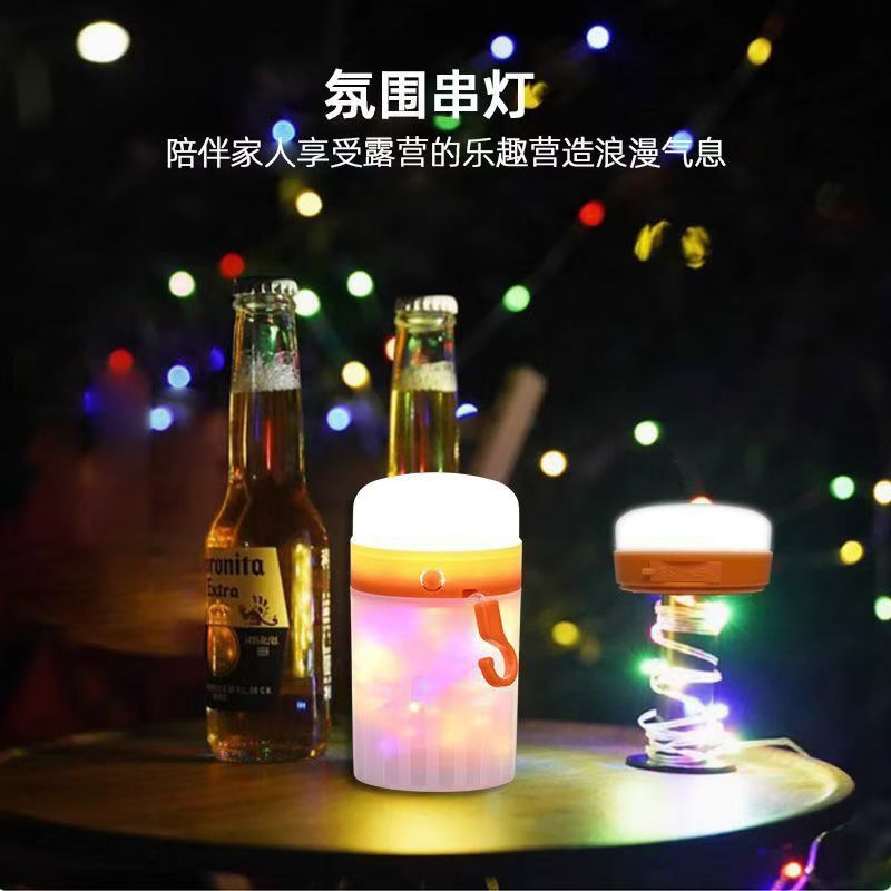 跨境led串灯带充电宝满天星户外防水夜市摆摊氛围灯圣诞节装饰灯 多功能照明露营灯产品图