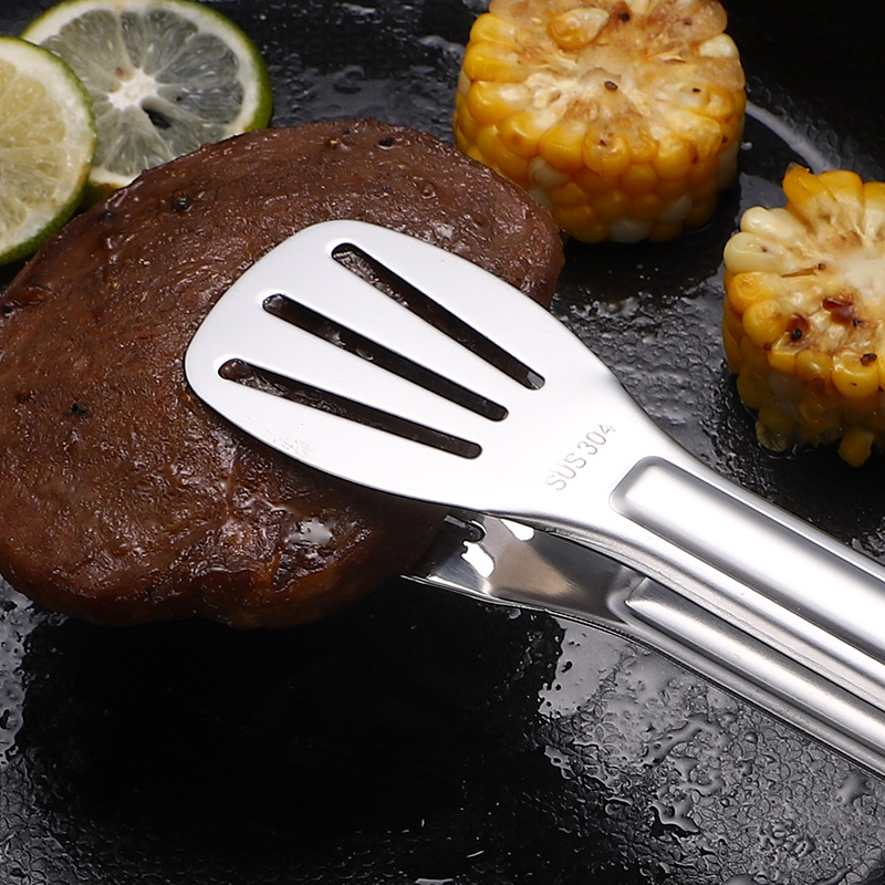 304 stainless steel food tongs, barbecue tongs, steak tongs, three-line baking bread tongs, food tongs, hotel supplies details Picture