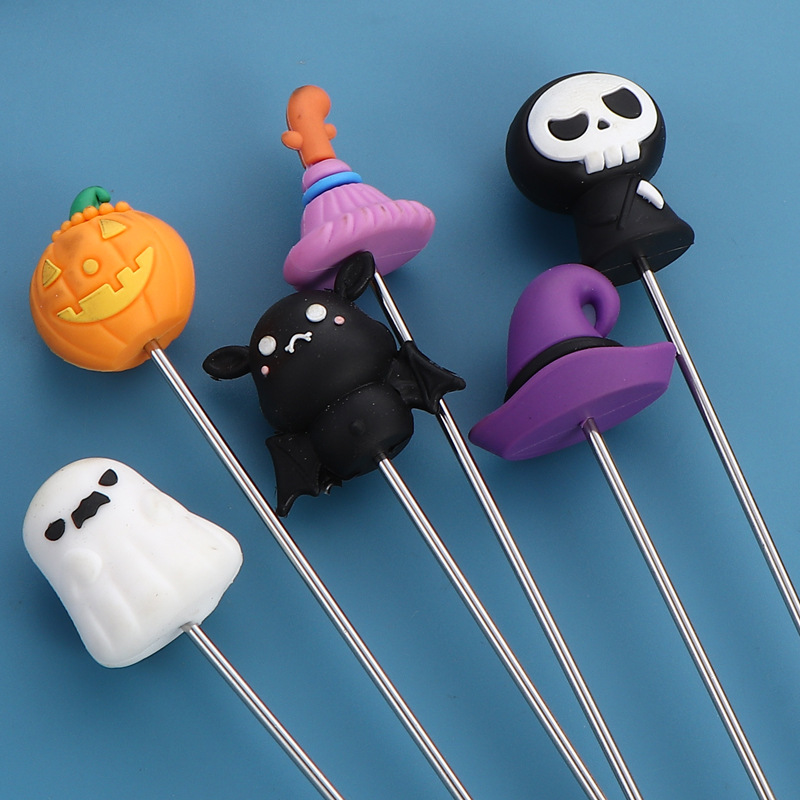 304 stainless steel stirring stick, Halloween creative cartoon milk tea and coffee stirring stick, long-handled cocktail mixing stick Specification drawing