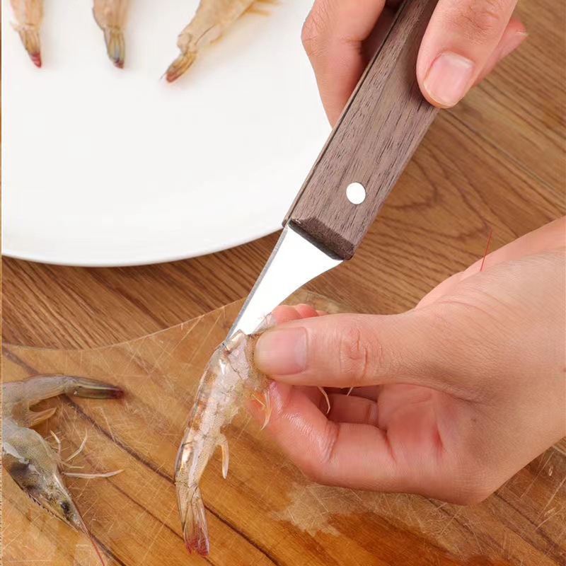 Double-headed shrimp thread knife: A kitchen tool for peeling the back of shrimp, a household tool for removing shrimp thread, and a special stainless steel tool for picking out shrimp thread details Picture