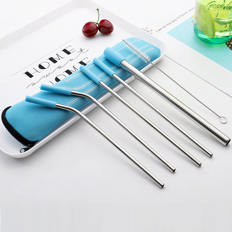 Stainless steel straw three-piece set, silicone head straw set, YETI cup, milk tea straw, 18/8 food-grade straw details Picture