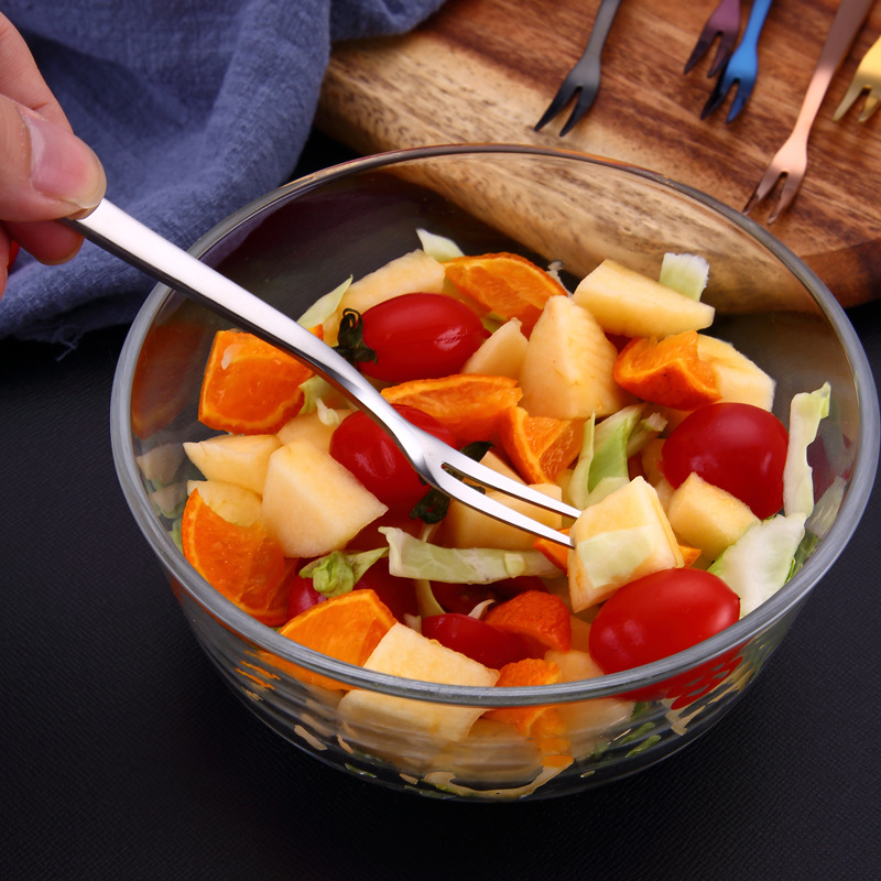 304 stainless steel fruit fork, cake fork, dessert skewer, salad fork, fruit pointed tail tableware, mooncake fork, hotel supplies Application Scenario