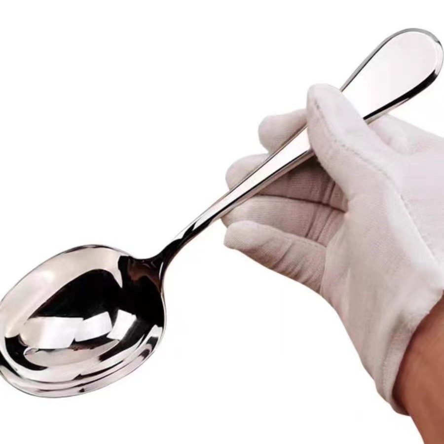 Stainless steel wide-handled deep soup spoon, large-mouth soup spoon, dry rice spoon, deep-mouth small soup shell, public spoon, large noodle and porridge spoon Item Picture