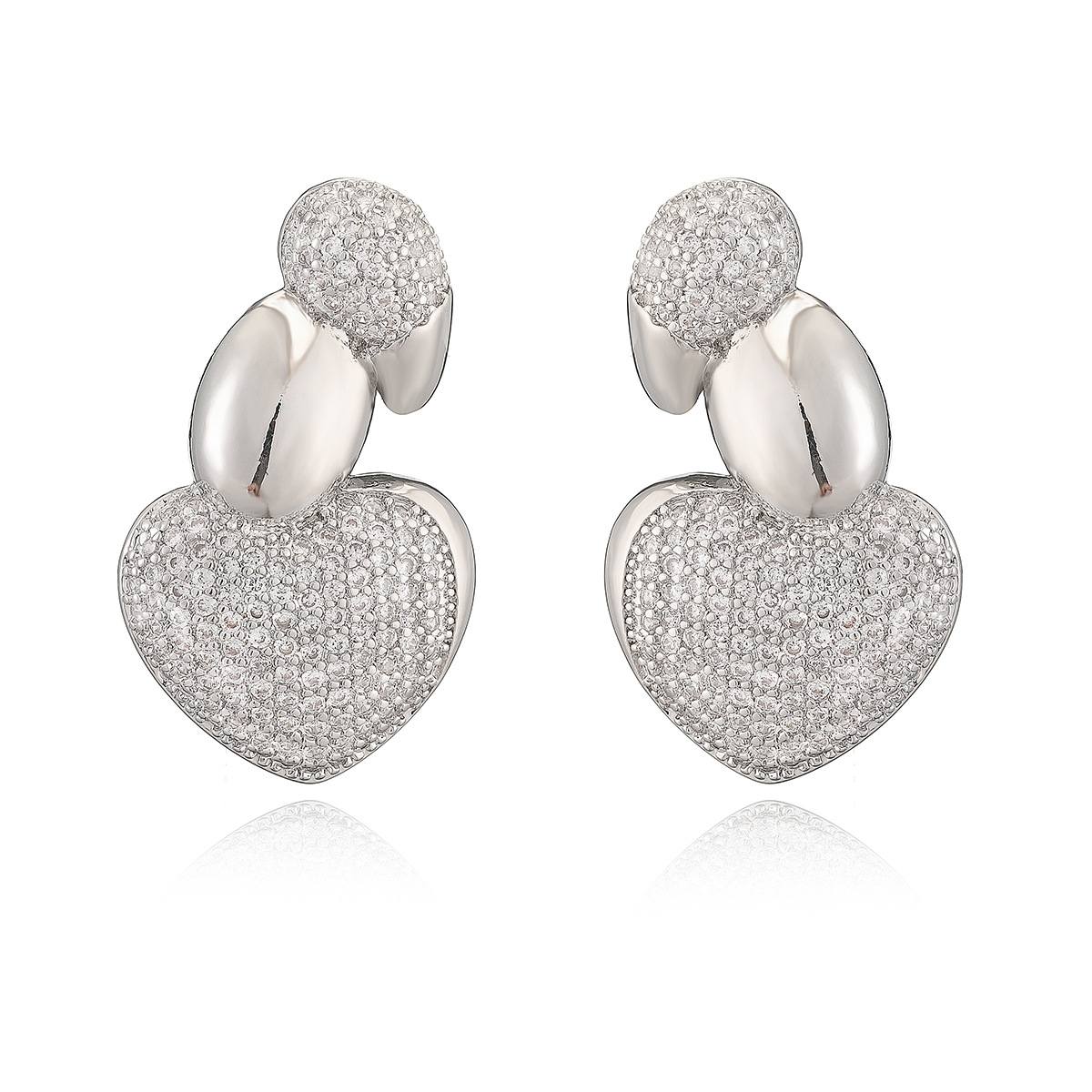 European and American cross-border fashion light luxury copper-plated 18K gold zircon irregular geometric ear studs, niche and personalized earrings detail image 5