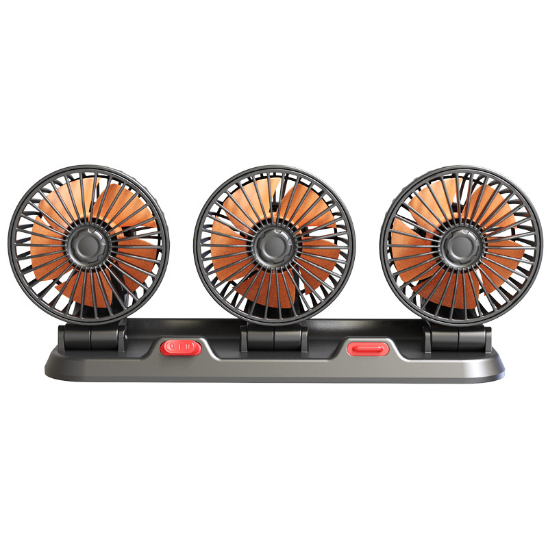 Car three-head fan, car electric fan, large truck 24v/12v/usb cooling, van powerful fan Item Picture