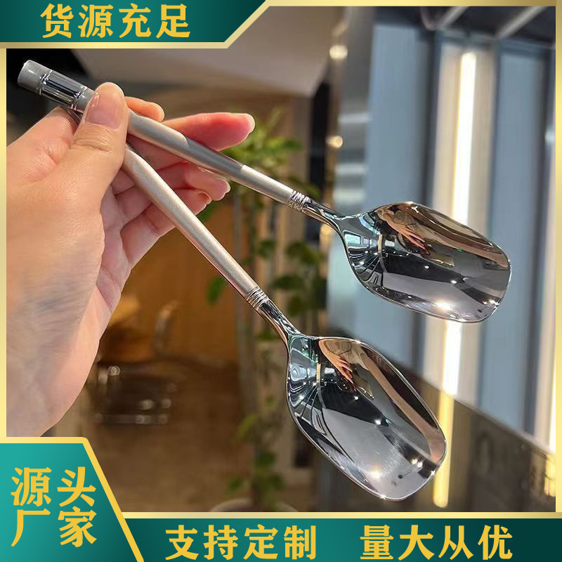 410 stainless steel spoons, shared soup spoons, high-end Western food spoons, student spoons, household soup spoons, Korean square spoons, lantern spoons full figure