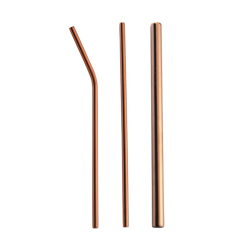 Factory direct sales of 304 stainless steel straw sets, food-grade color-coated eco-friendly metal straws, milk tea straws Item Picture