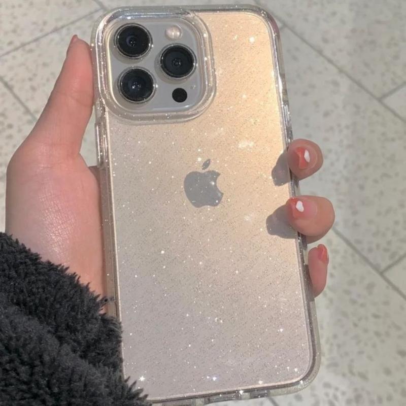 ins高级细闪适用苹果16promax手机壳透明iphone15保护套14简约13