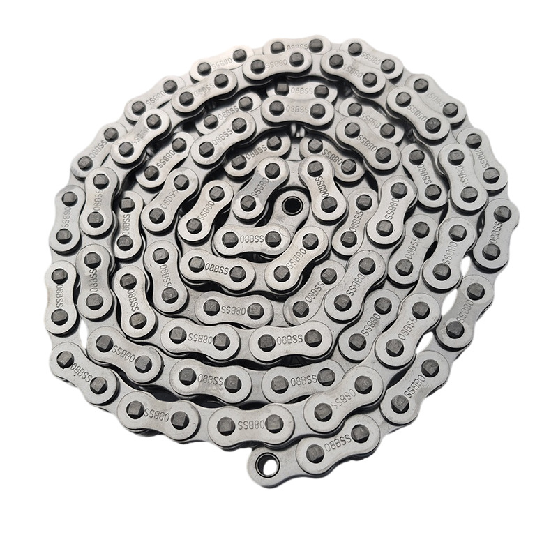 Single-pitch 08B 10A stainless steel chain, curved plate chain, single-side drive chain, industrial roller chain conveyor belt Item Picture