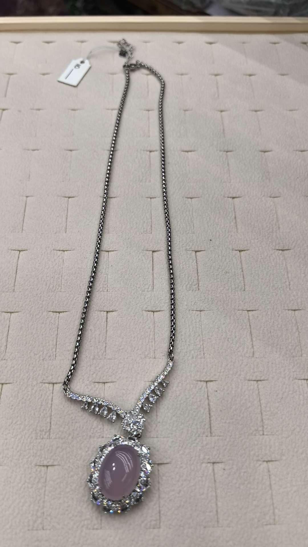 满锆粉色蛋面吊坠，髓缘珠宝，2025090203