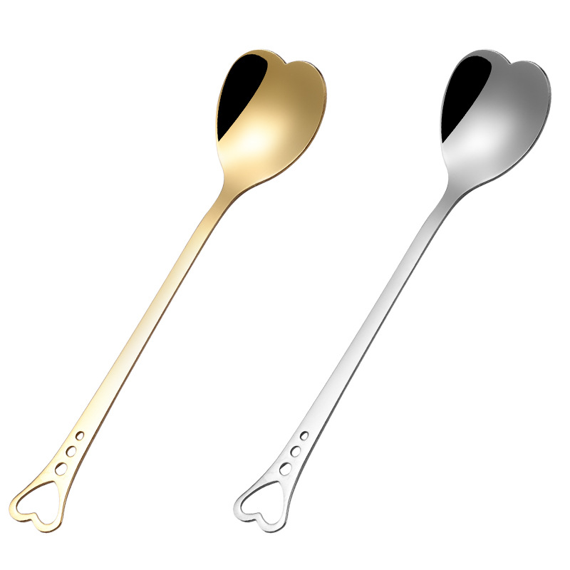 Stainless steel spoons, heart-shaped coffee spoons, hollowed-out heart-shaped spoons, ice cream and Popsicle spoons, small spoons, wedding souvenir spoons Item Picture
