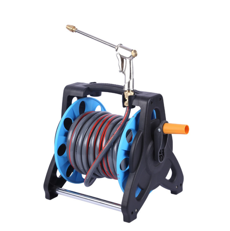 Large pipe winding vehicle, water pipe vehicle, garden water pipe storage vehicle, car wash water gun, water pipe storage rack, pipe winding device, winding 35 meters Application Scenario