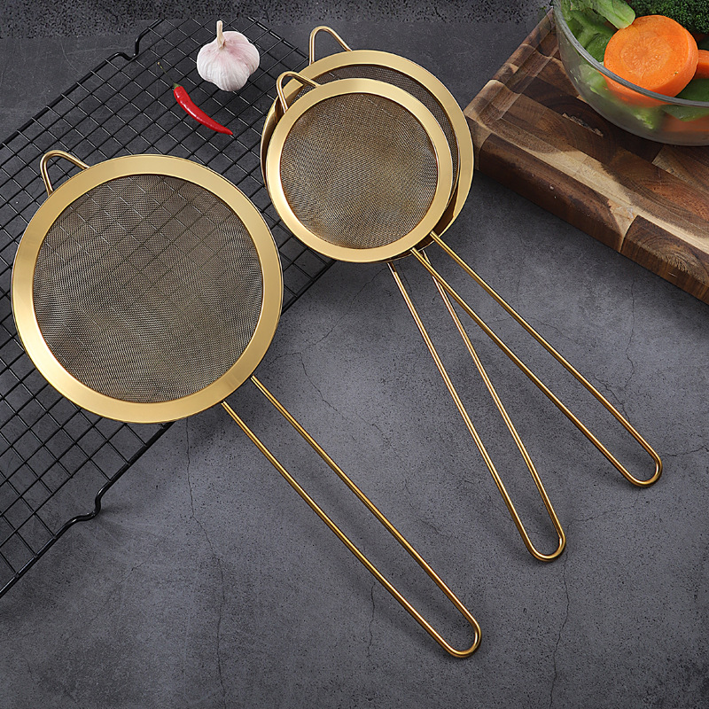 304 stainless steel mesh, soy milk and juice filter mesh with hooks, noodle scooping wire, oil strainer, hot pot strainer mesh sieve full figure
