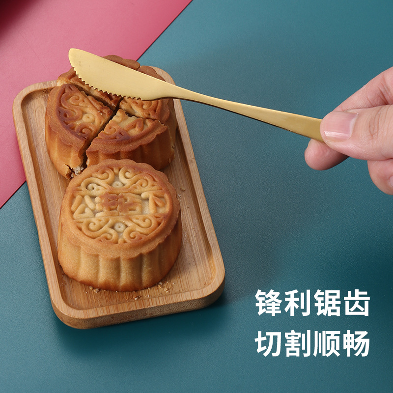 Stainless steel mooncake knife and fork, high-end mooncake gift box, knife and fork set, two-toothed fork, fruit stick, cake, mooncake fork Specification drawing