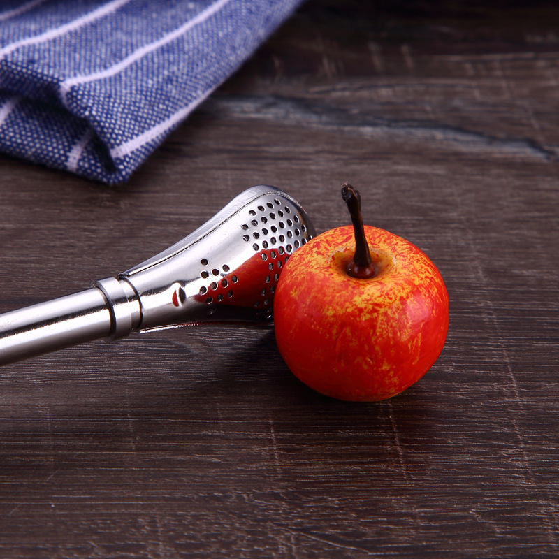 Amazon's popular 304 stainless steel straw, yerba mate straw, stirring spoon, tea and milk tea filtering straw spoon details Picture