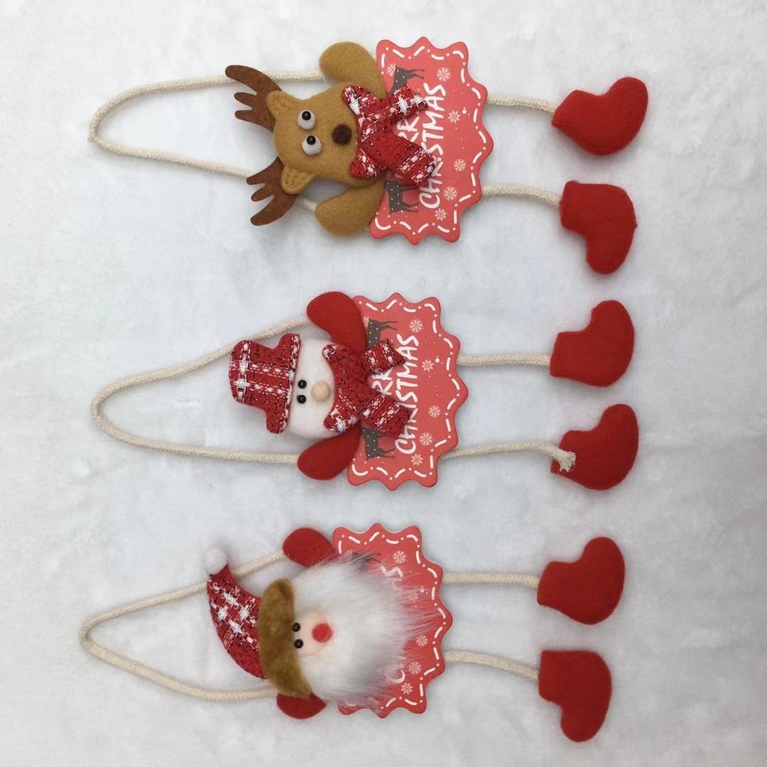 跨境新品圣诞装饰挂件 圣诞老人 雪人 小鹿铃铛挂饰