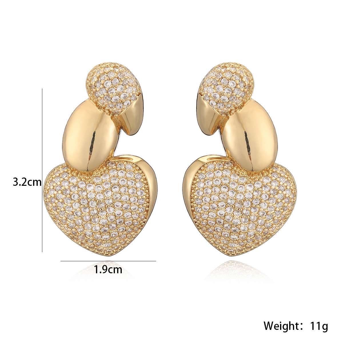 European and American cross-border fashion light luxury copper-plated 18K gold zircon irregular geometric ear studs, niche and personalized earrings Item Picture