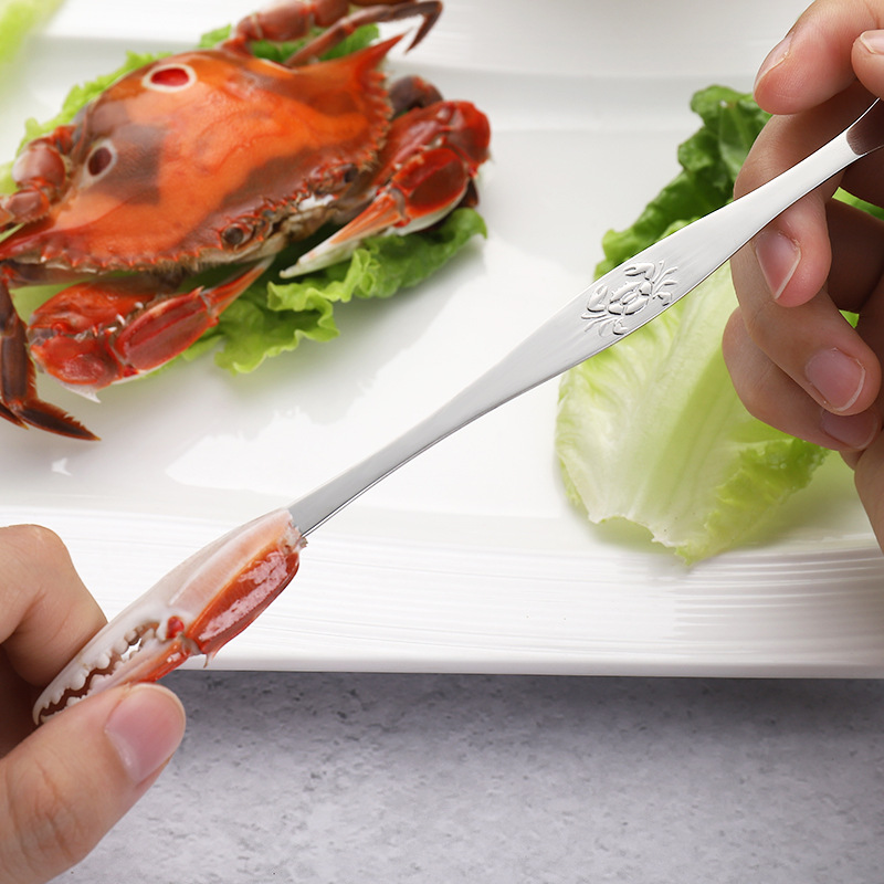 Stainless steel 304 crab needles, lobster and seafood needles, crab-eating tools, hairy crab spoons and forks, walnut needles, seafood meat spoons and forks details Picture