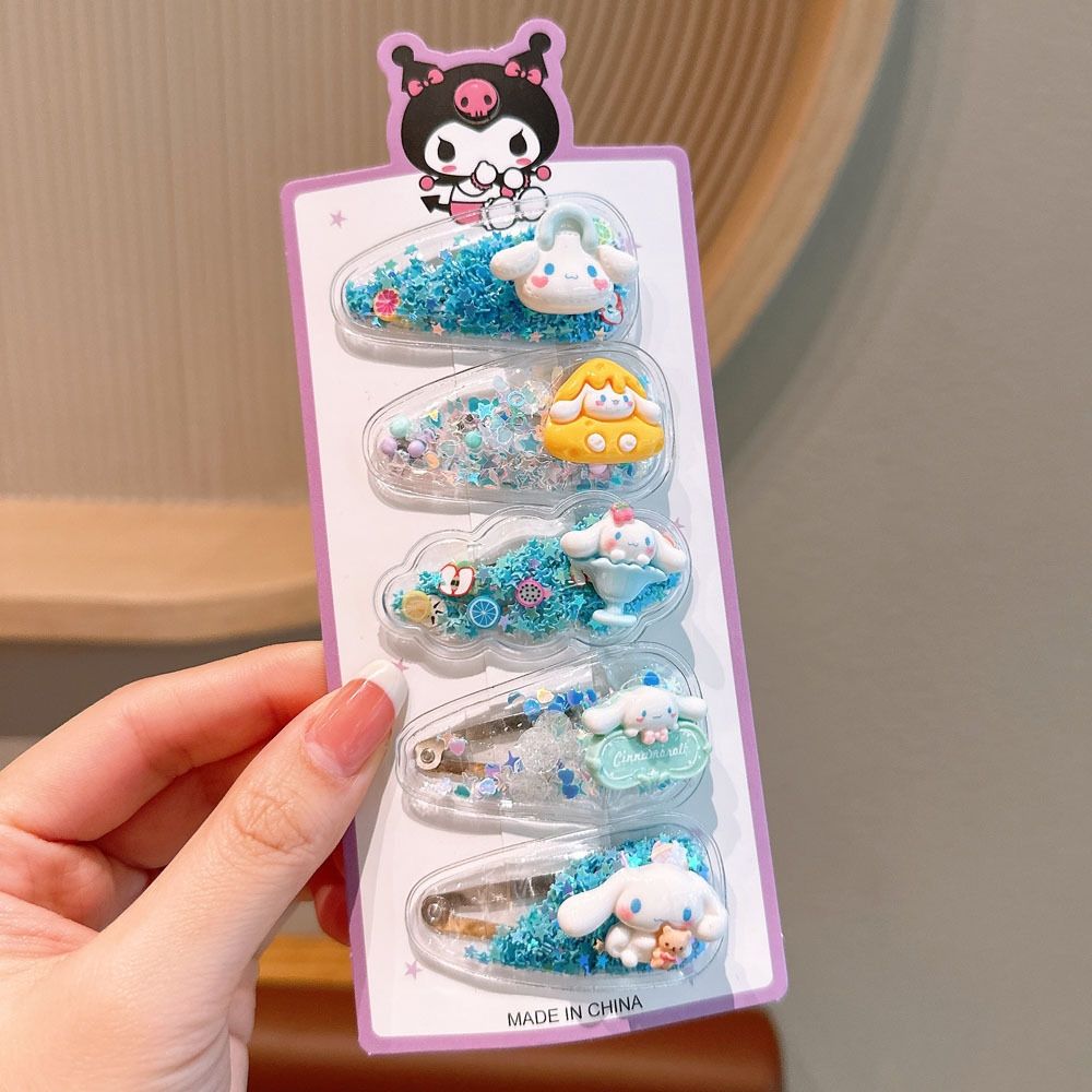 Sequined hairpins, flowing sand cartoon hair accessories, Sanrio hairpins, baby hair clips, bangs, children's cute headwear, children's hair accessory set Specification image