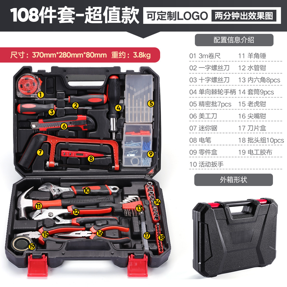 Wholesale of 108-piece sets of hardware gift tool sets, maintenance tool boxes, and multi-functional combination tool sets Application Scenario