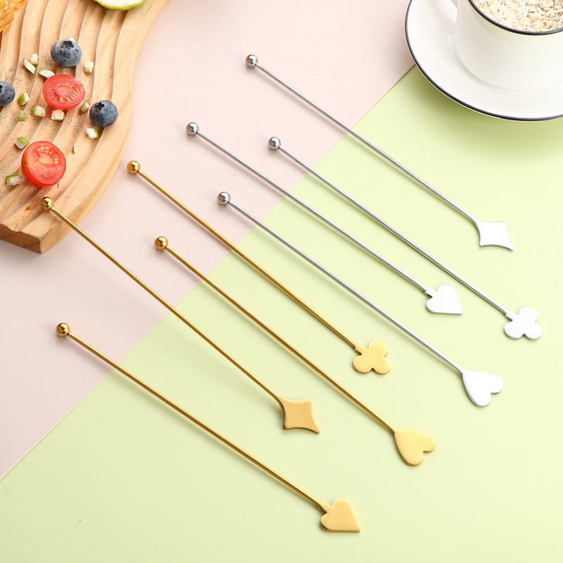 Cross-border 304 mixing rods, stainless steel mixing spoons, milk tea mixing rods, creative long-handled bar spoons, cocktail mixing rods details Picture