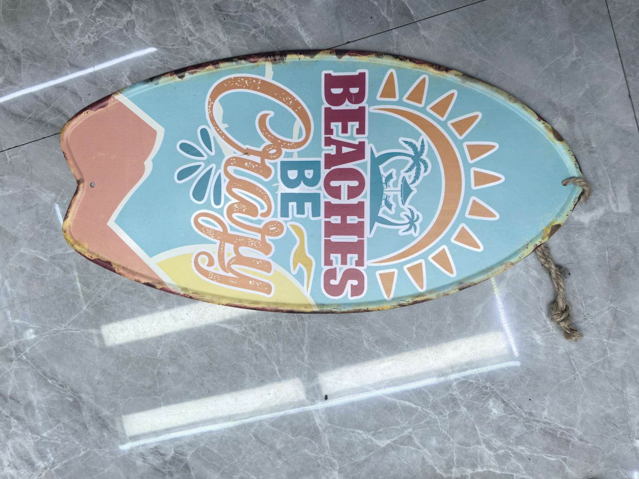 欧美复古冲浪板铁皮画