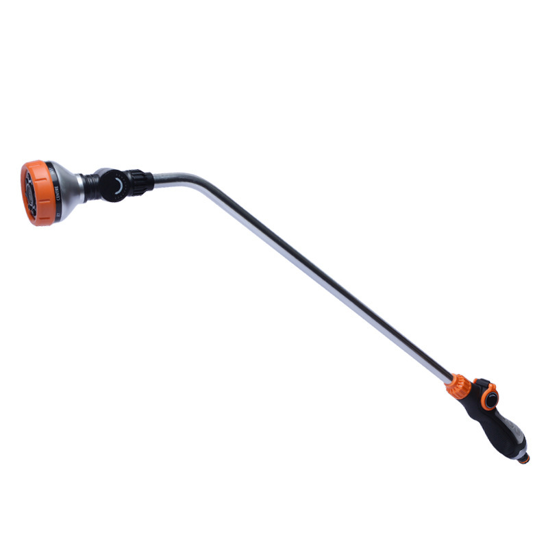 Straight handle, long tube, thumb push, eight-function rubber-coated water gun, garden irrigation, eight-function sprinkler, zinc alloy tail connection Item Picture