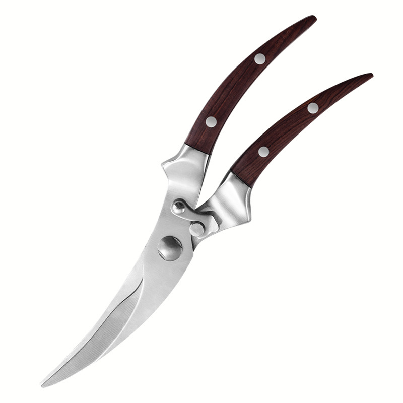 Yangjiang Defu Oulang chicken bone scissors, kitchen chicken, goose and fish scissors, hollow handle chicken belly scissors, stainless steel scissors Specification drawing