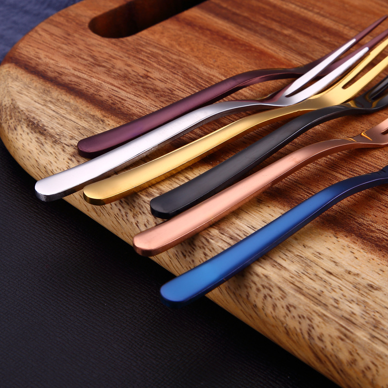 304 stainless steel fruit fork, cake fork, dessert skewer, salad fork, fruit pointed tail tableware, mooncake fork, hotel supplies details Picture