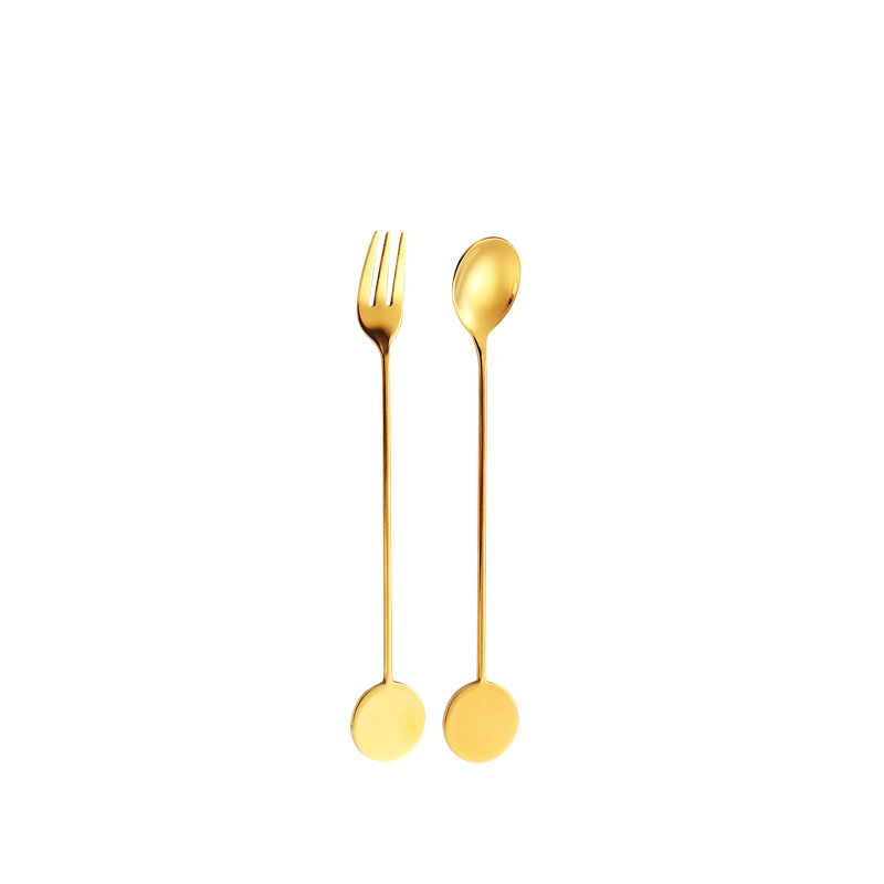 304 stainless steel mixing spoon, extended fruit fork, round brand ice spoon, cocktail mixing spoon, long-handled mixing bar spoon Item Picture