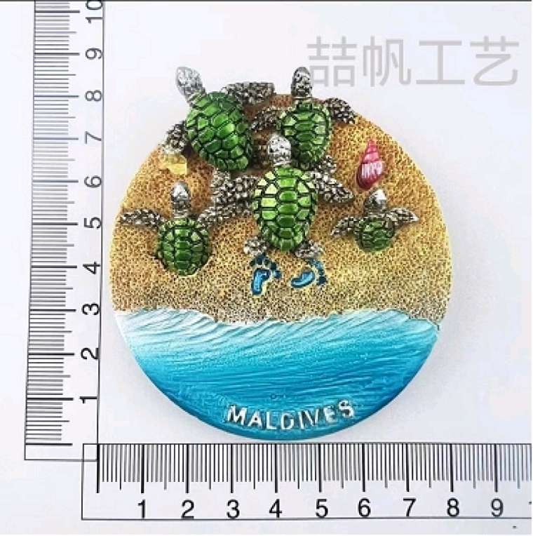 The Maldives beach seafood series features creative and personalized resin magnets, fridge magnets, starfish, conches, turtles, slippers, dolphins, shells, and a wide variety of travel souvenirs detail image 3