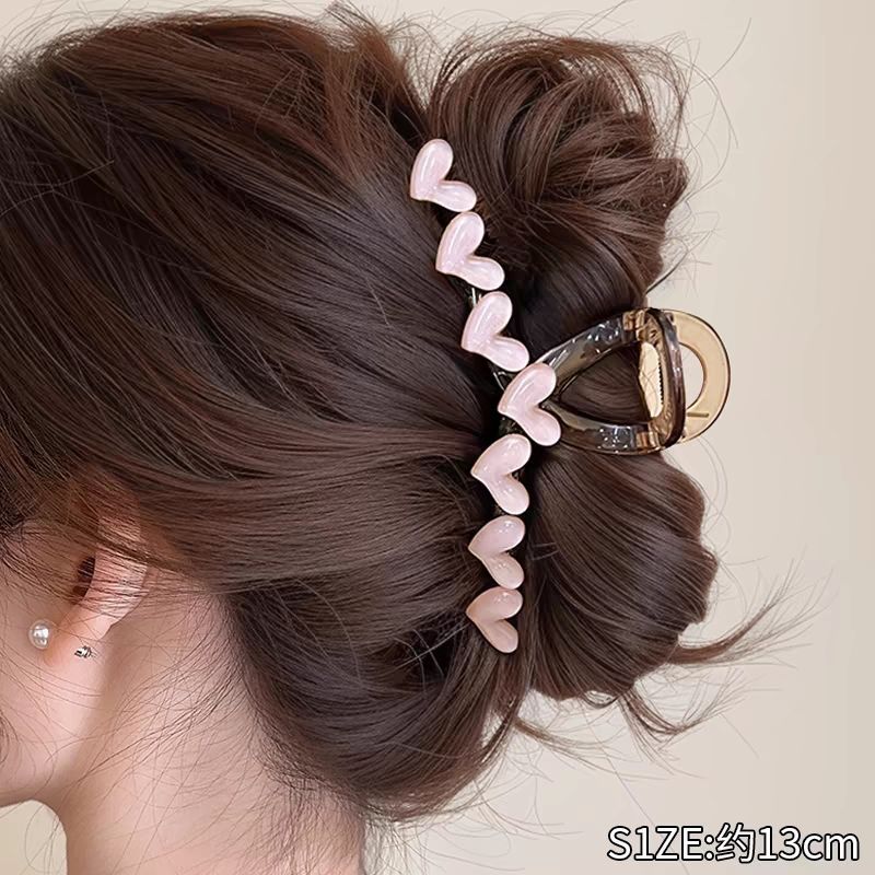 抓夹2025新款高级爱心发夹后脑勺气质头饰发量夹子鲨鱼发饰头发