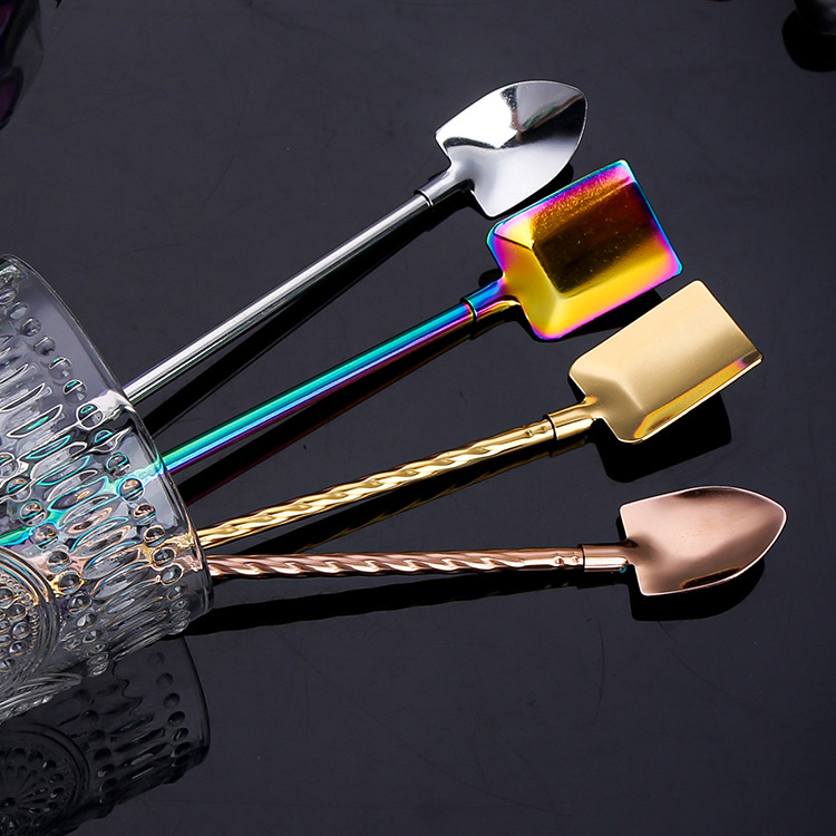 304 stainless steel straw spoon, creative long-handled watermelon spatula, threaded straw spoon, beverage and coffee stirring spoon Application Scenario